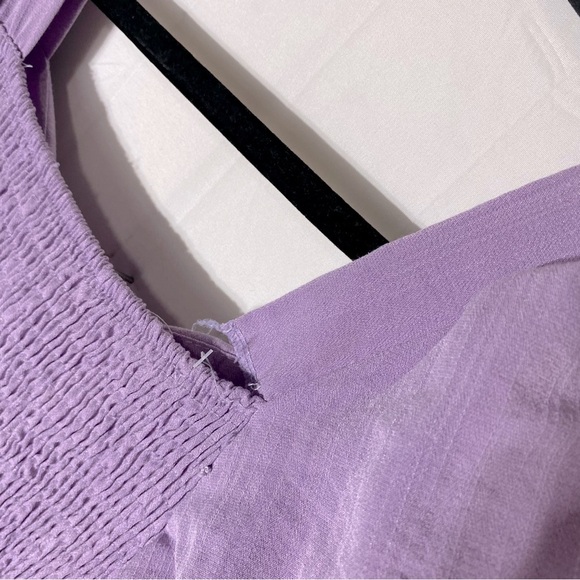 Women’s Lilac Purple Wide Pleated Leg Jumpsuit With Puff Sleeves S - Picture 6 of 16